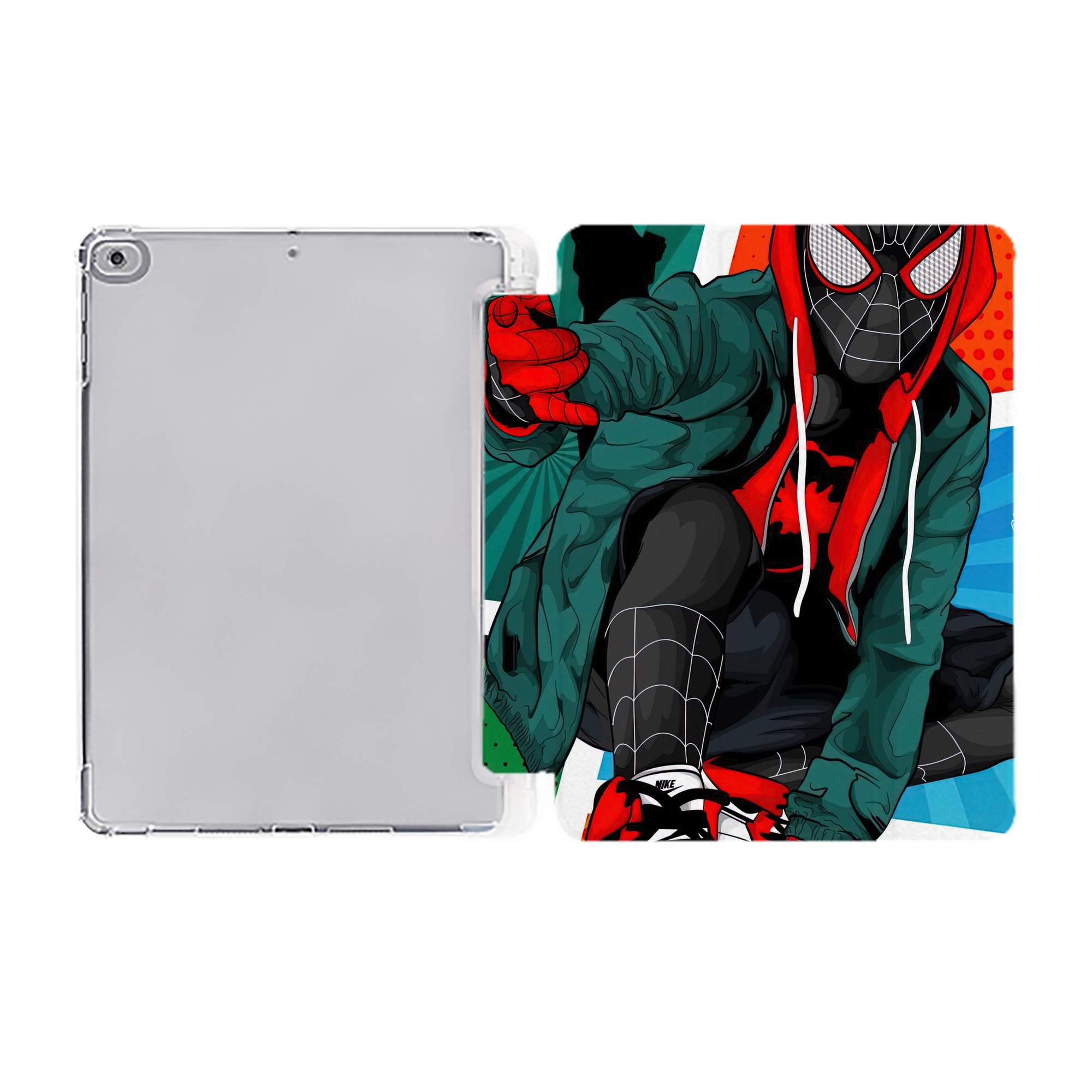 （画像用） Spider Man スパイダーマン IPad ケース ペン収納付き 三つ折りスタンド PUレザー×シリコン 対応機種9.5/10.5/10.9インチ
